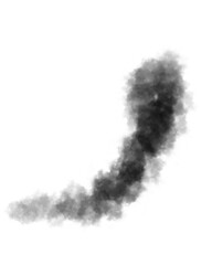 Abstract black puffs of smoke swirl overlay on transparent background pollution. Royalty...