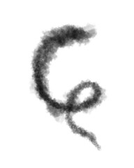 Abstract black puffs of smoke swirl overlay on transparent background pollution. Royalty high-quality free stock PNG image of abstract smoke overlays on white backgrounds. Black smoke swirls fragments