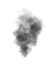Abstract black puffs of smoke swirl overlay on transparent background pollution. Royalty high-quality free stock PNG image of abstract smoke overlays on white backgrounds. Black smoke swirls fragments