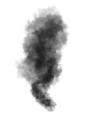 Abstract black puffs of smoke swirl overlay on transparent background pollution. Royalty high-quality free stock PNG image of abstract smoke overlays on white backgrounds. Black smoke swirls fragments