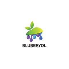 blueberry fruit logo template design color