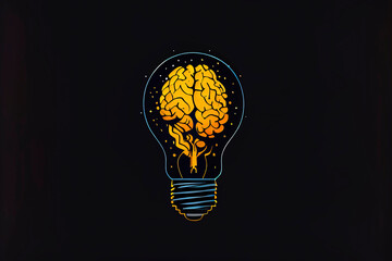 Logo with a half of light bulb and brain