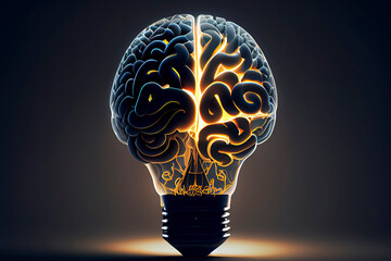 Logo with a half of light bulb and brain
