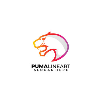 puma line art logo gradient color design template