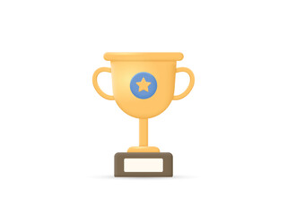 3D gold achievement trophy with star for winning championship