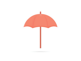 3D vector red umbrella on white background