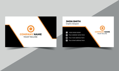 Modern Business Card - Creative and Clean Business Card Template orange modern creative business card and horizontal simple clean template vector design layout in rectangle size 