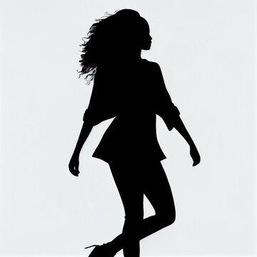 Silhouette of a woman, Black woman with beautifully curled hair that is hand-drawn.