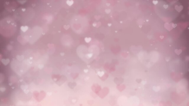 Pink glitter heart pattern background. Seamless loop footage.(019_rose pink)
