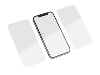 Blank smart phone screen template for ux ui design, 3d render illustration.