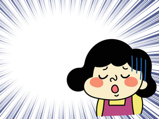 集中線と残念な表情のコミカルな女性キャラクターイラスト素材