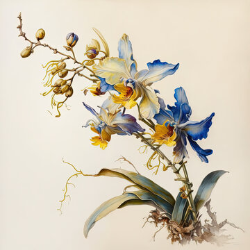 Orqu&iacute;dea em aquarela criada com I.A. Generativa