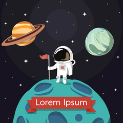Astronaut in Space vector illustration. Cartoon style