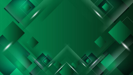 Abstract polygonal digital green geometric shape subtle vector technology background.