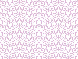 Flower geometric pattern. Seamless vector background. White and pink ornament