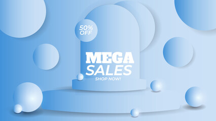 Flash Sale text effect, editable discount and offer text style. Light blue theme.