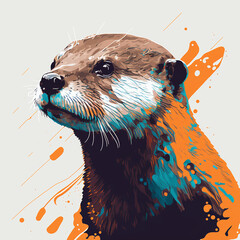 Otter Cute Animal Portrait Vector Art AI Generative