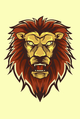 Naklejka na ściany i meble lion head sports team emblem