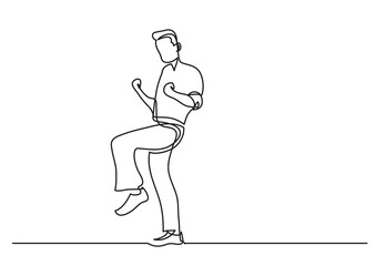 continuous line drawing happy cheering man - PNG image with transparent background