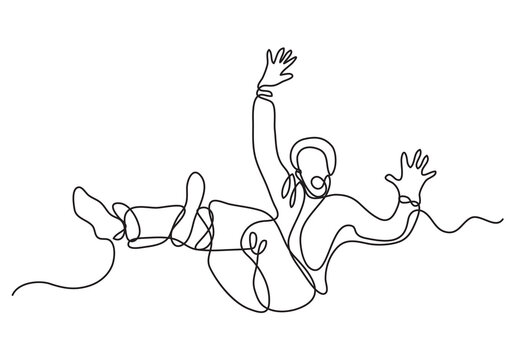 continuous line drawing falling man - PNG image with transparent background
