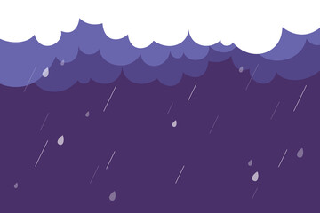 Dark clouds with Falling raindrops vector background