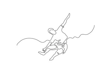 continuous line drawing running flying man - PNG image with transparent background