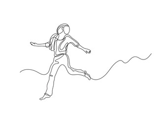 Fototapeta premium continuous line drawing running woman - PNG image with transparent background