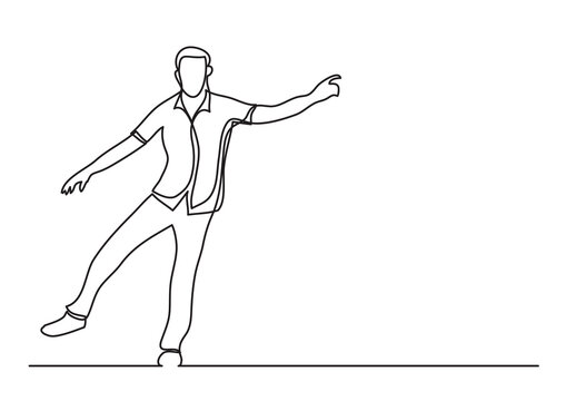 single line drawing happy walking man - PNG image with transparent background