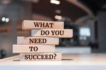 Wooden blocks with words 'What Do You Need To Succeed?'.