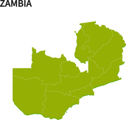 ザンビア/ZAMBIAの地域区分イラスト