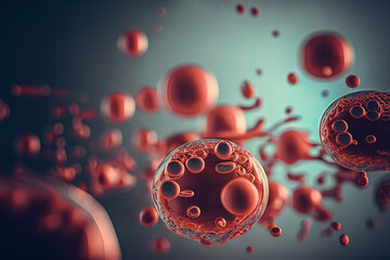 Illustration of blood cells floating in serum. Generative ai