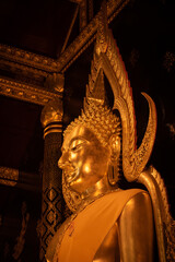 Phra Buddha Chinnarat one of the most sacred and beautiful Buddha statue in the Thailand located in Wat Phra Sri Rattana Mahathat temple in Phitsanulok province of Thailand.