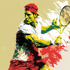 Tennis Athlete Racket Ball Motion Fitness Vector Art AI Generated
