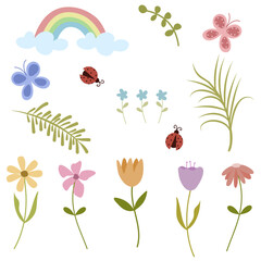 spring garden flower clipart. simple flower illustration.