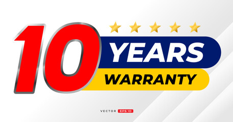 10 years warranty label. for icon, badge, logo, sticker, tag. vector label illustration