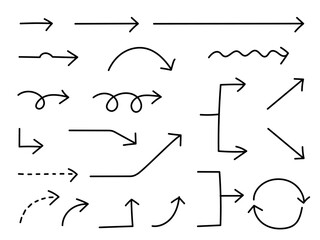 手描き矢印バリエーションセット（黒）