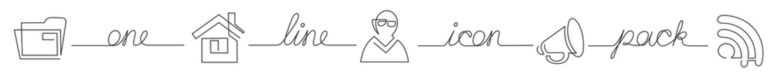 one line icon pack of folder person call - PNG image with transparent background