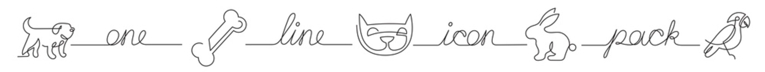 one line icon pack of veterinary dog pets - PNG image with transparent background