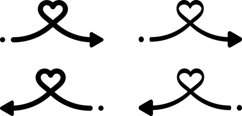 ハートの矢印　左右　黒