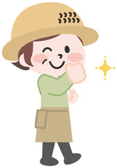 農家のシニア女性のイラスト 