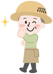 農家のシニア男性のイラスト 