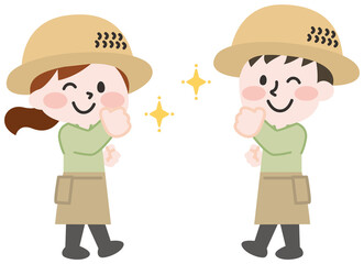 農家の夫婦のイラスト 