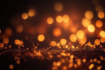 Abstract orange glitter bokeh background. Generative AI.