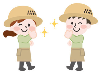 農家の夫婦のイラスト 
