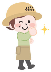 農家のシニア女性のイラスト 