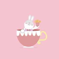 animal pet bunny rabbit, valentine’s day, happy easter, flat vector illustration cartoon character