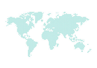 Fototapeta na wymiar Pixel dotted map of World
