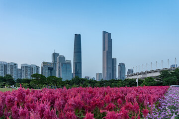 Naklejka premium Aerospace Guangzhou Urban Architecture Landscape Skyline
