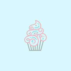 Cupcake logo vector template illustration design concept
