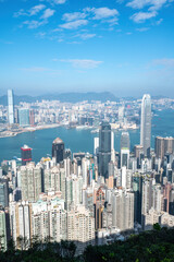 Fototapeta premium Aerial Hong Kong City Coastline Architecture Skyrim